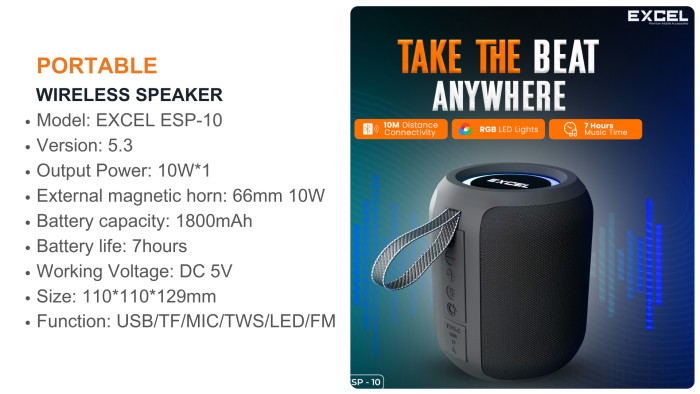 PORTABLE WIRELESS SPEAKER ESP-10 - Image 2